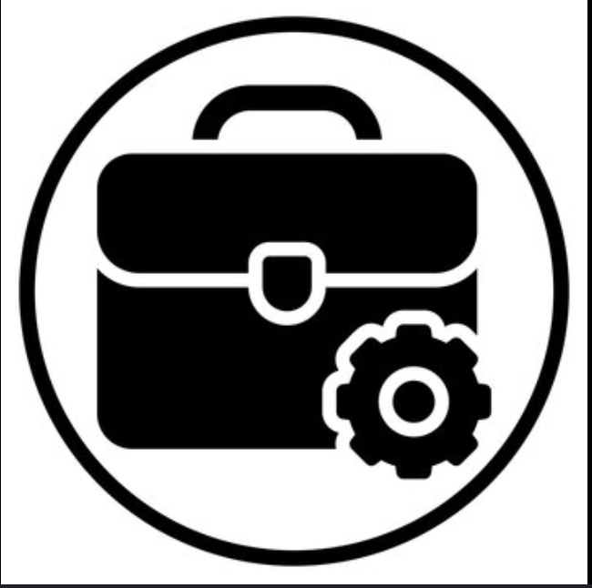 Icon of a briefcase with a gear symbol, representing settings or configuration for work or tools.