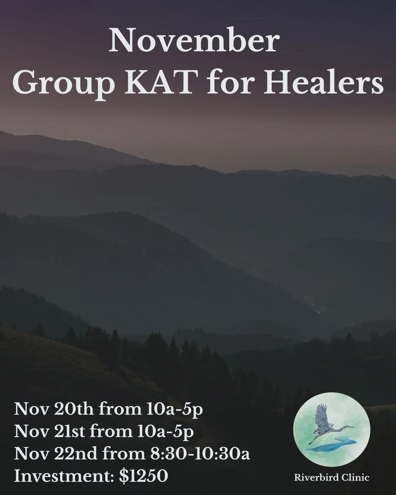 This group is specifically designed for professionals in the healing arts or people in caregiving roles. The group is composed of 4-6 participants and co-facilitated by 2 clinicians.
Email info@riverbirdclinic.com for more information or to apply! ?