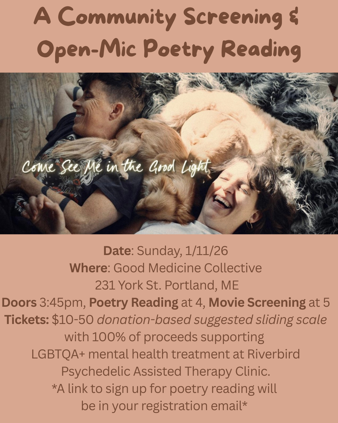 Open-Mic Poetry Night &amp; Community Screening of Come See Me in the Good Light