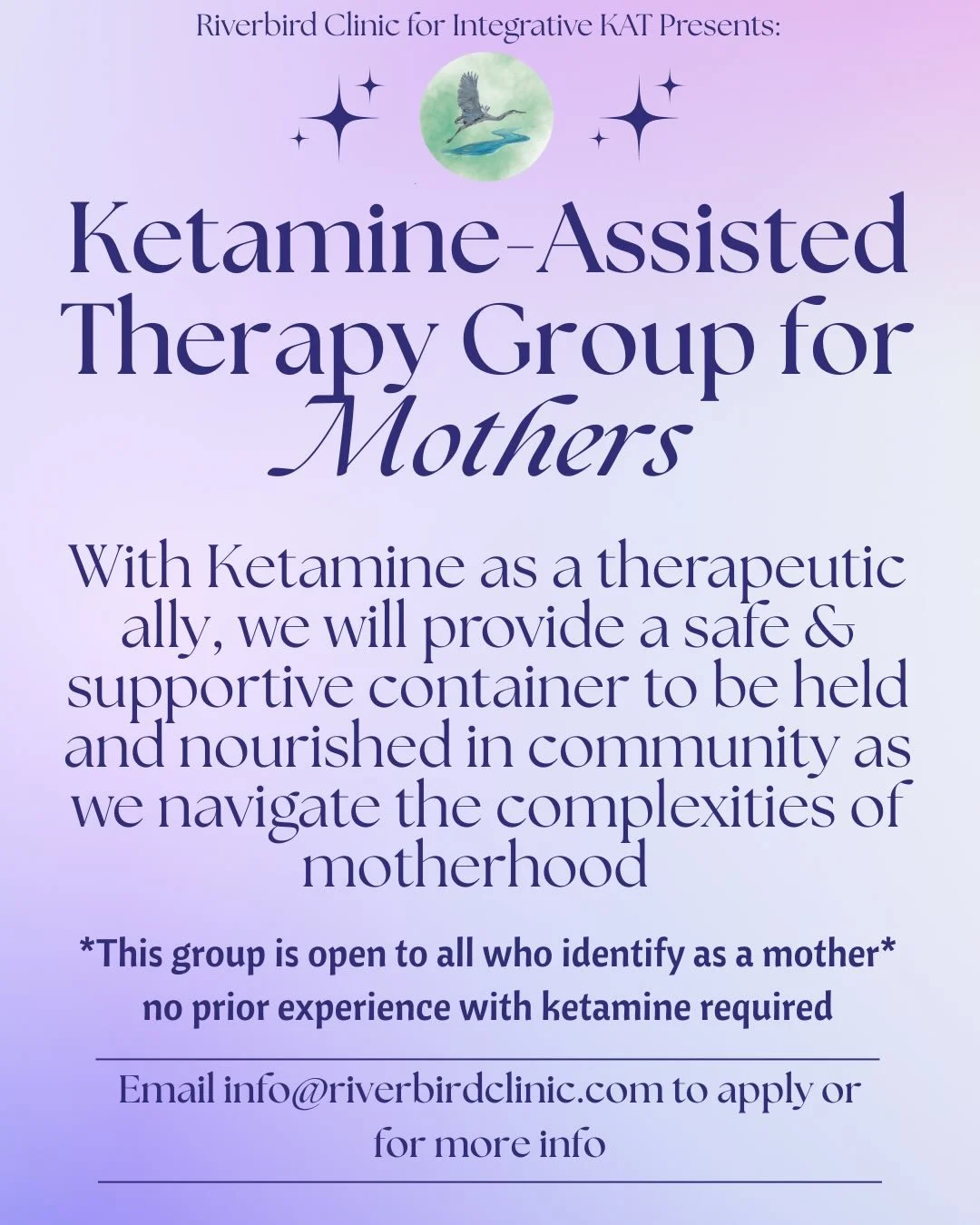 Join us in May for a ketamine-assisted therapy group for mothers. This group is intended to support mothers of all stages and pathways into motherhood. It is focused on bringing moms together to be held, supported and to access healing in community b