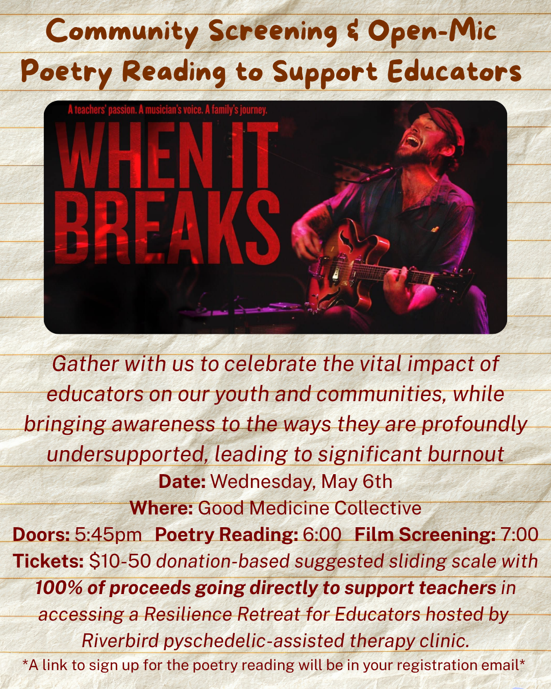 Community Screening &amp; Open-Mic Poetry Reading to Support Educators