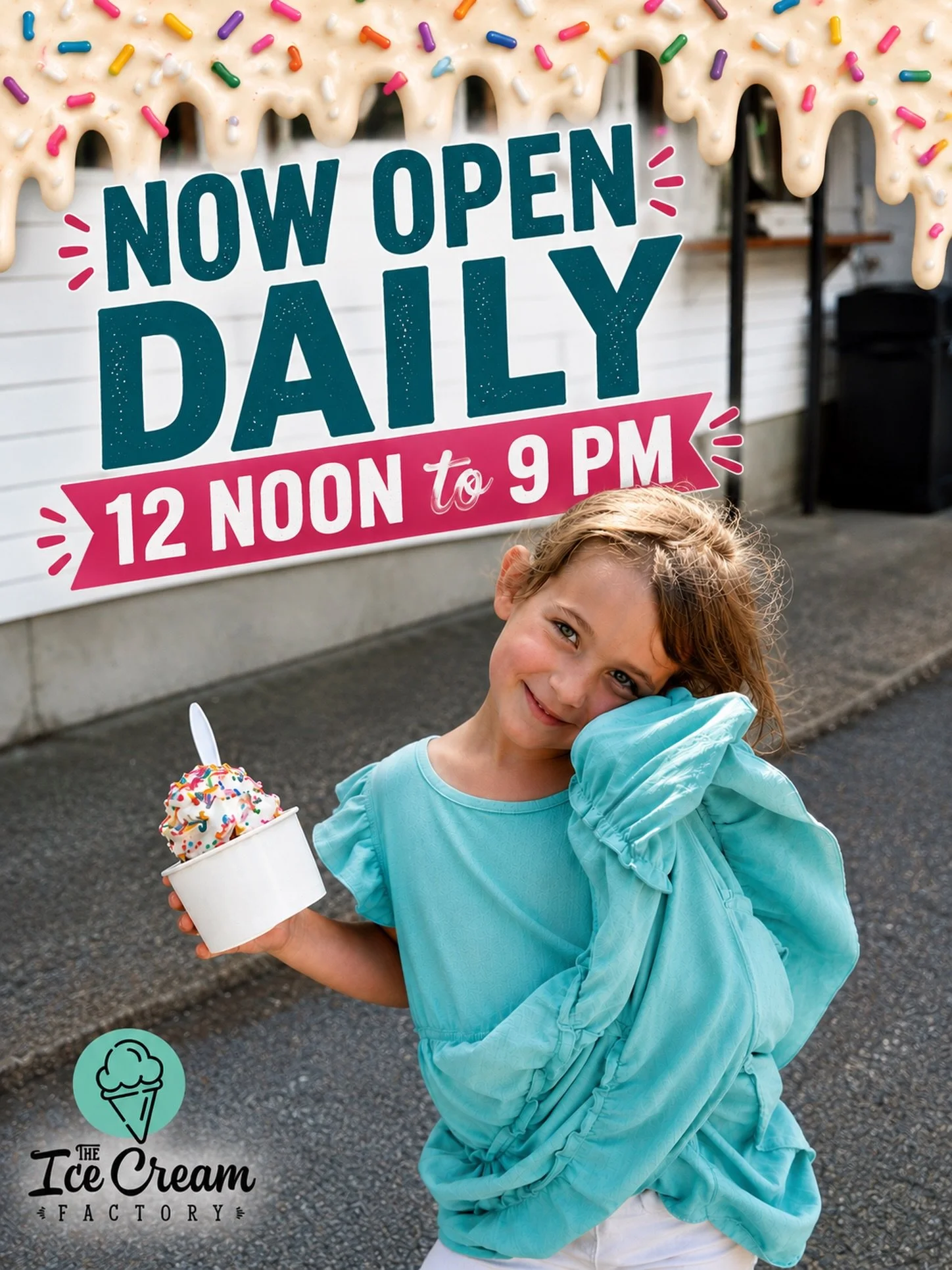 Sprinkles, sunshine, and ice cream season are officially here! ☀️🍦

📍 New Hours: 12 PM &ndash; 9 PM, 7 days a week

Stop by for your favorite ice cream and enjoy the season with us 🍦

We can&rsquo;t wait to see you! 💙
