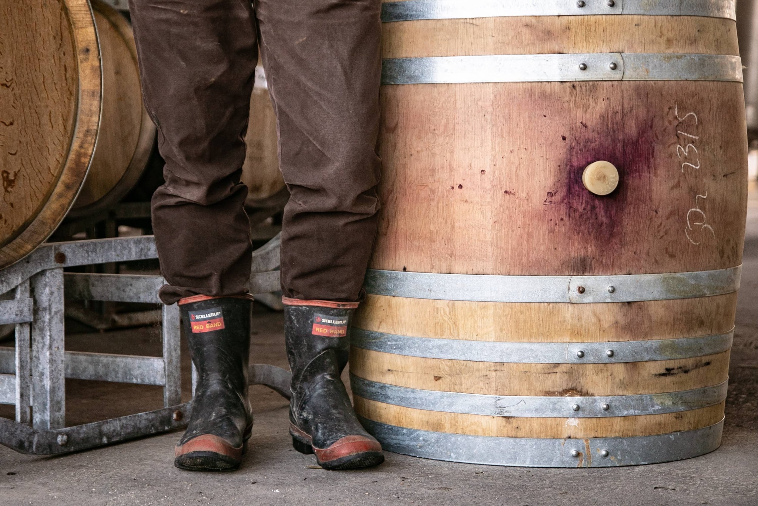Winemaker in Red Band gumboots