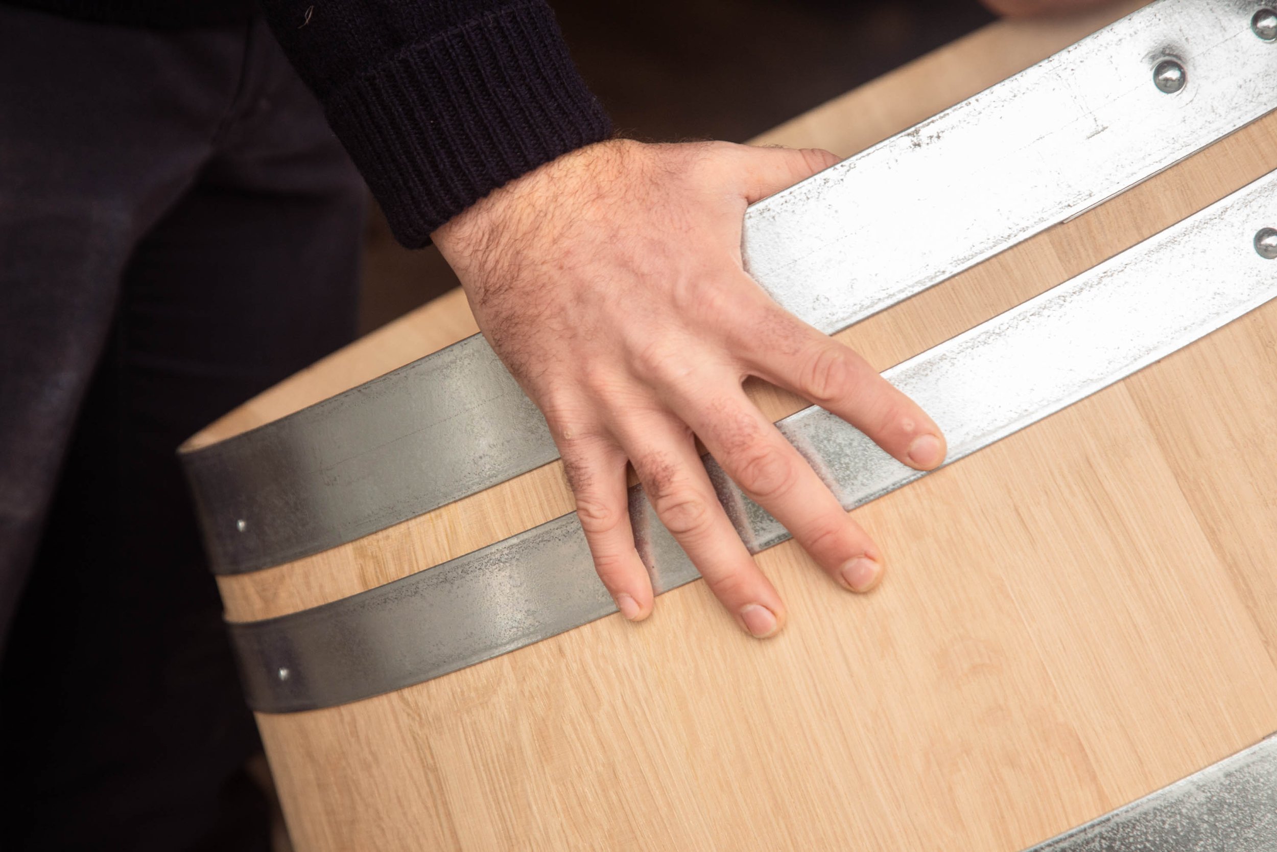 Barrel Co wine barrel being moved by winemaker