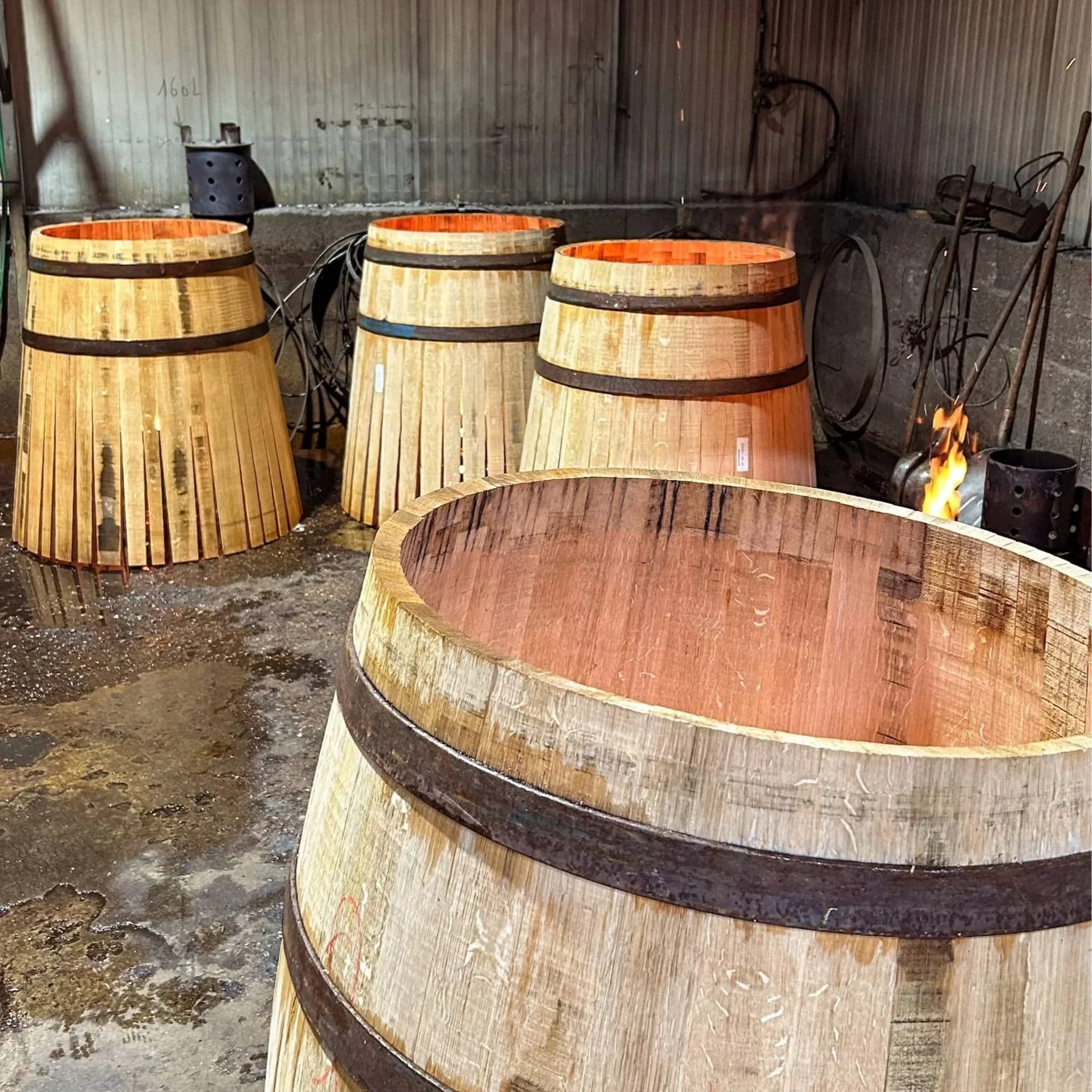 Oak Wine Barrels Toasting