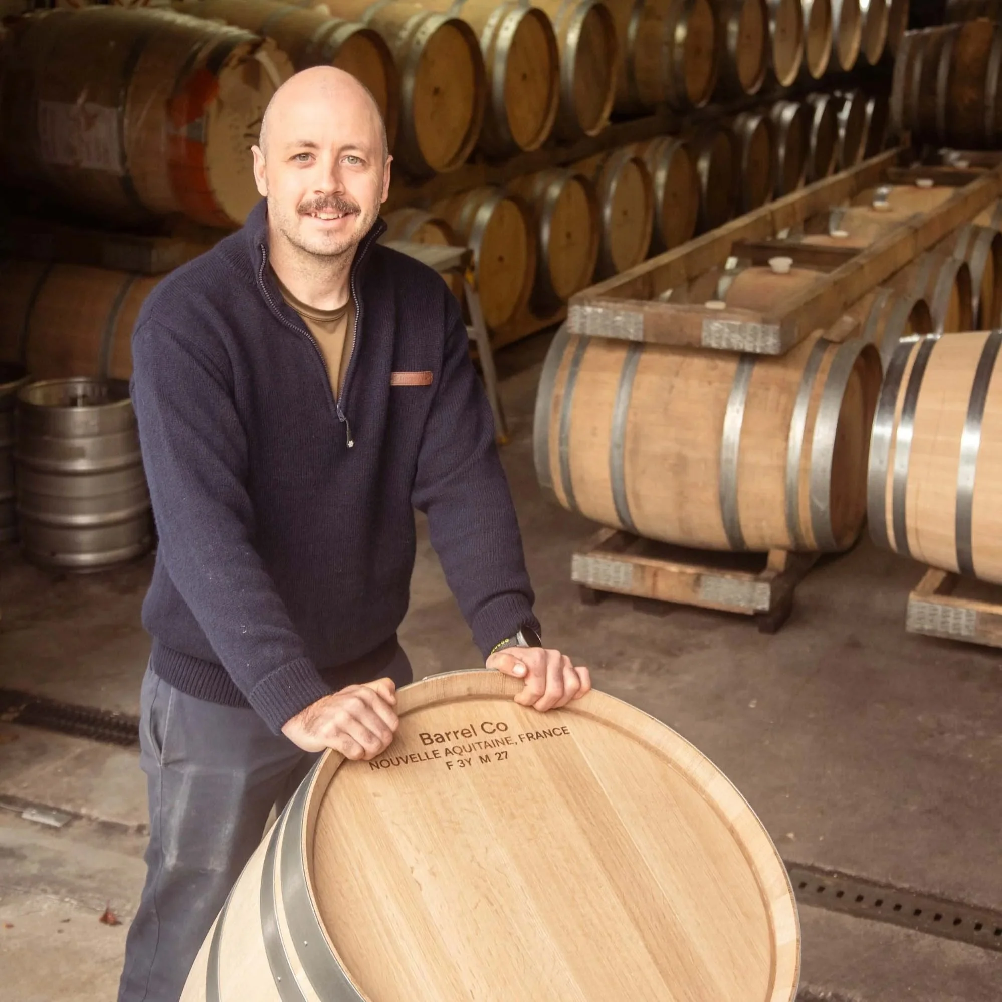 Kyle from Margrain Winery with Barrel Co barrels