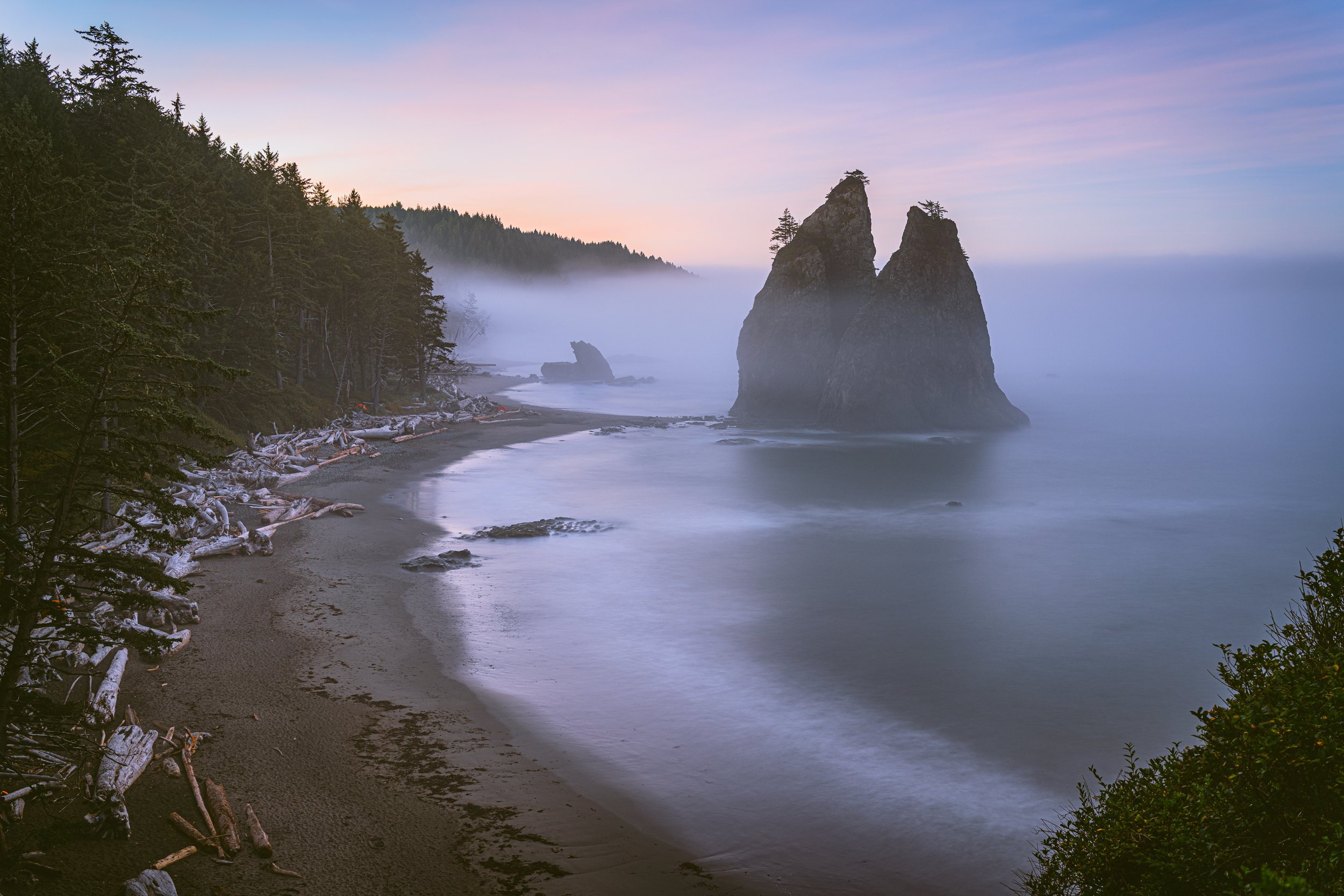 Mist-covered shores at the Olympic National Park