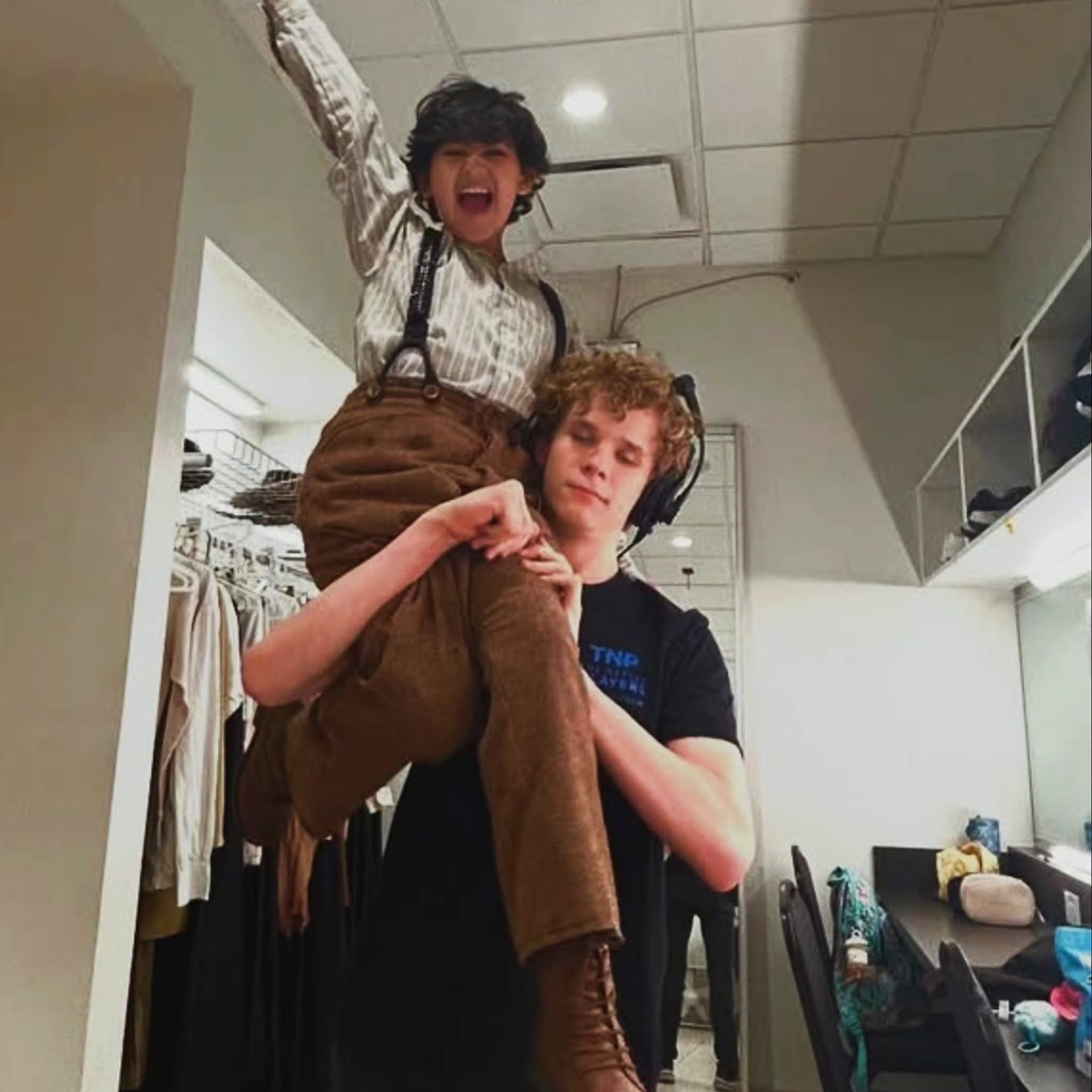 Playing Tobias was so much fun! I got carried around backstage, the blue lighting had me looking like a smurf, and who can forget "Me Wig" 

Swipe for some backstage fun. 

What's the craziest costume or wig you've ever had to wear?? drop i