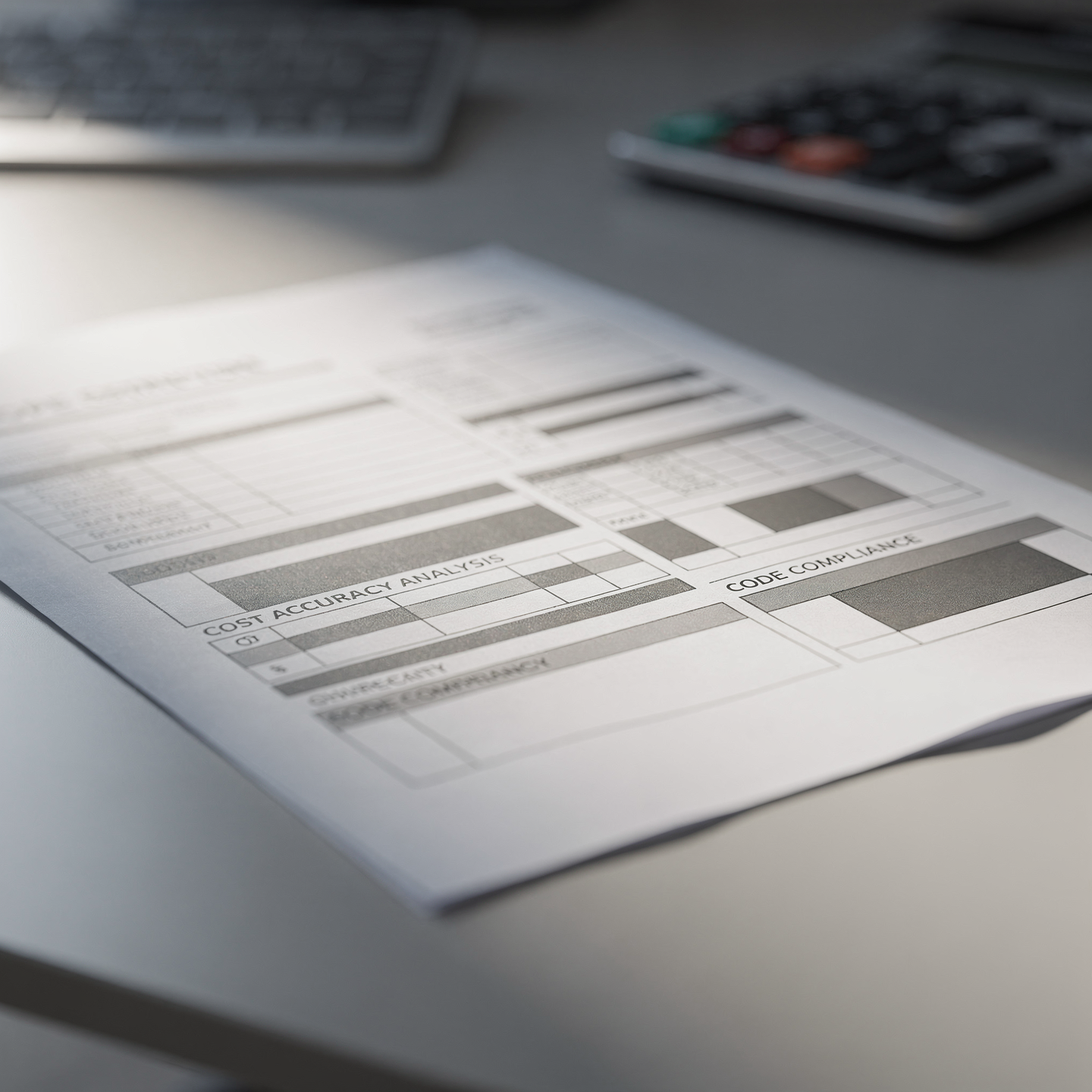Detailed insurance repair estimate document showing cost accuracy and code-compliant analysis
