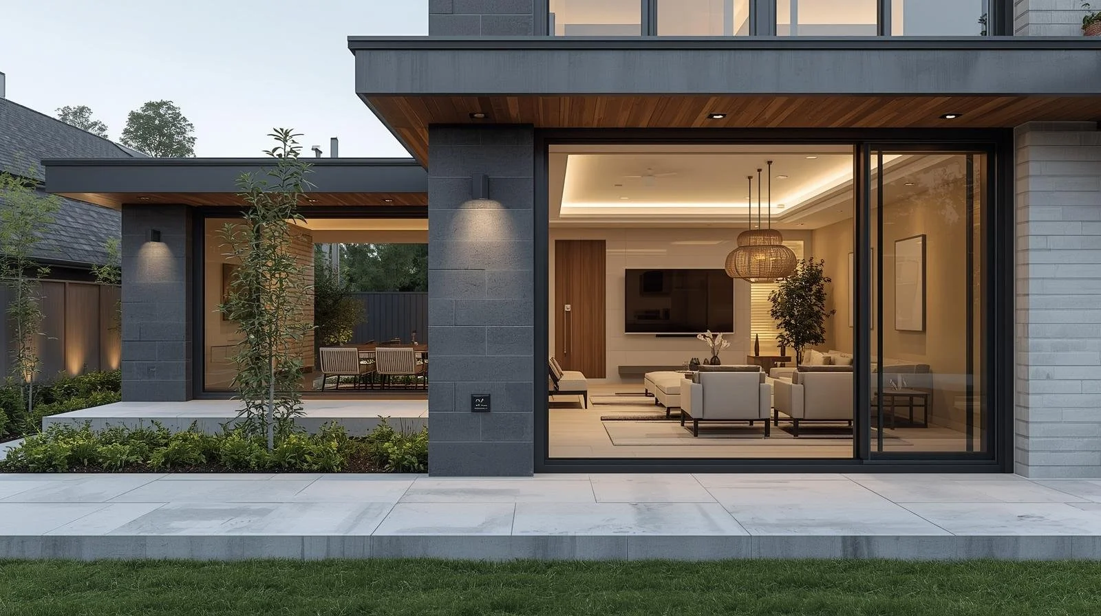 Modern open-concept home renovation showcasing structural design and contemporary finishes