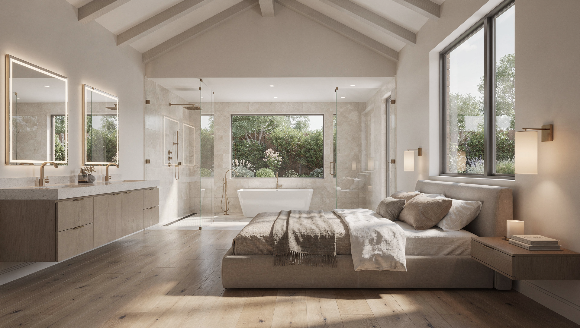 Primary suite addition featuring expanded living space and modern design details