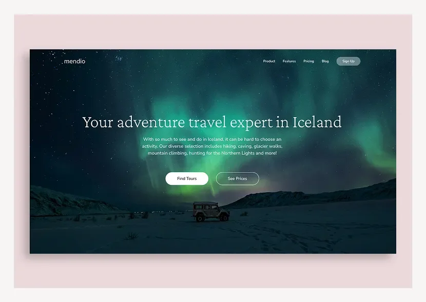 Travel Business Website Hero: Concept