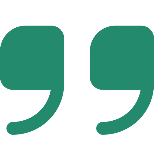 Green quotation marks on a black background.
