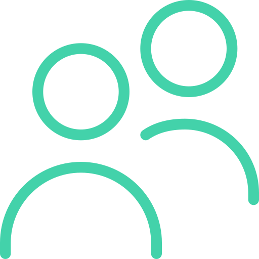 Illustration of two stylized human figures, one larger and one smaller, representing a person and a child or two people connected.
