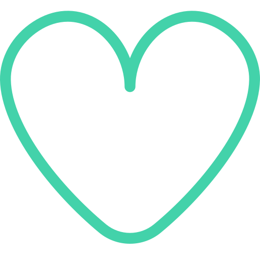 Outline of a turquoise heart shape.