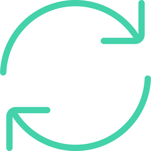 A teal-colored circular arrow symbol indicating refresh or reload.