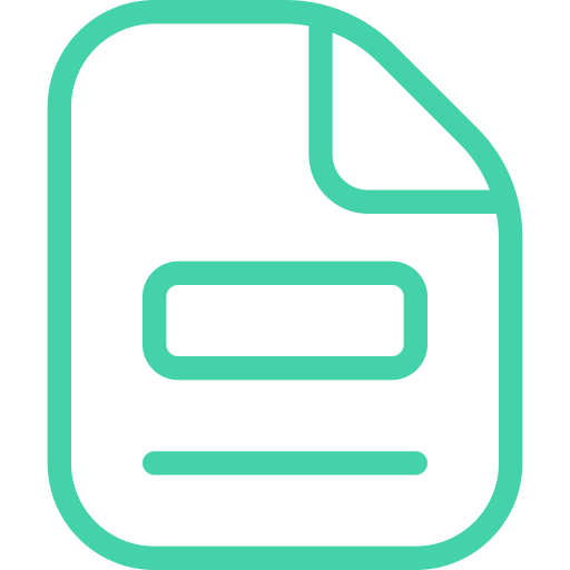 Icon of a document with a folded corner and a horizontal line.