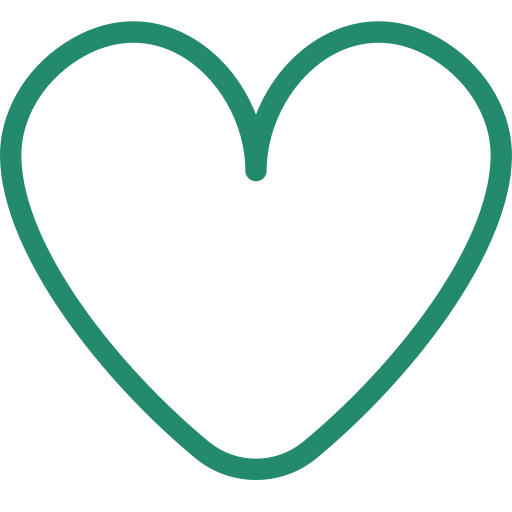 Green heart outline on a black background