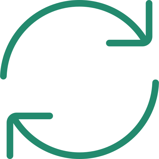 A black and green recycling symbol with two circular arrows forming a loop.