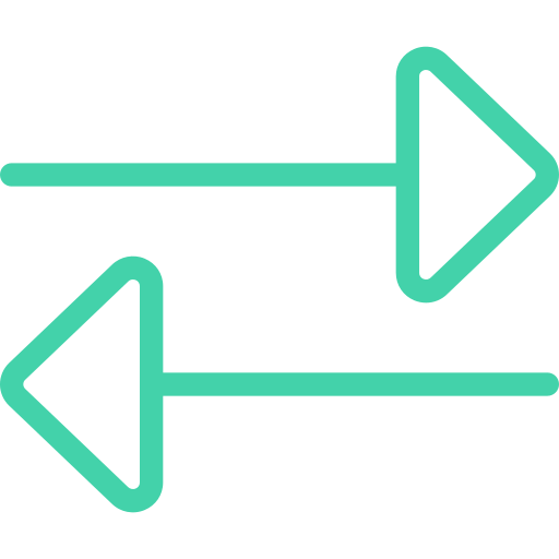 Two arrows pointing in opposite directions, one left and one right, connected by horizontal lines.