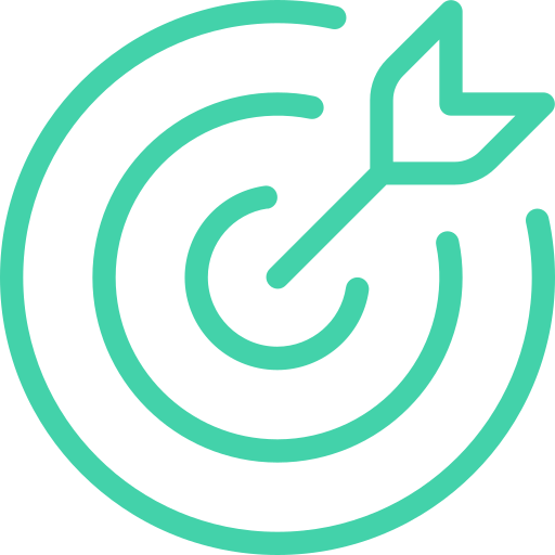 Icon of a target with an arrow hitting the bullseye.