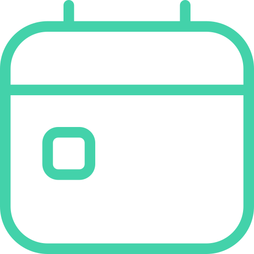 Calendar icon with a square date indicator.
