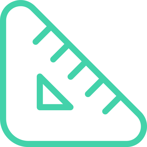 A teal geometric ruler or triangle measuring tool on a black background.