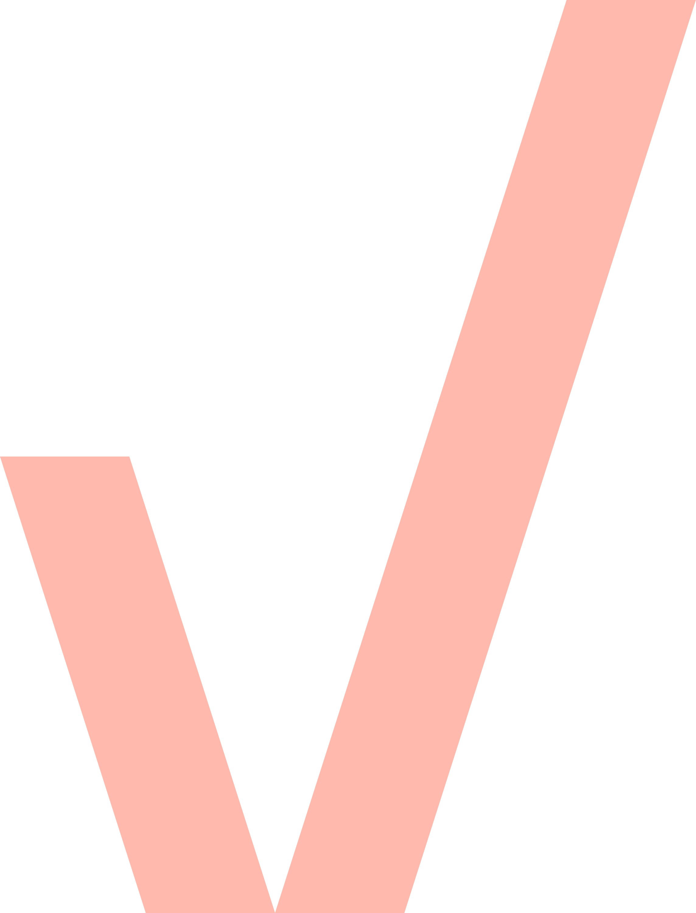 A large, bold, coral check mark