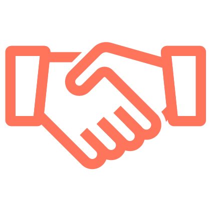 Icon of a handshake, symbolising partnership.