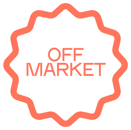 Icon of a star with 'OFF MARKET', symbolising off-market and pre-market access.