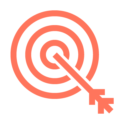 Icon of a target with arrow centred, symbolising precision.