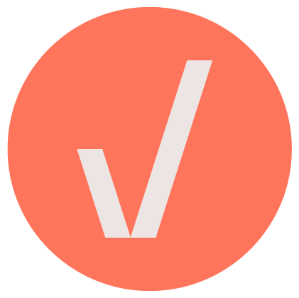 Coral icon with a cream check mark