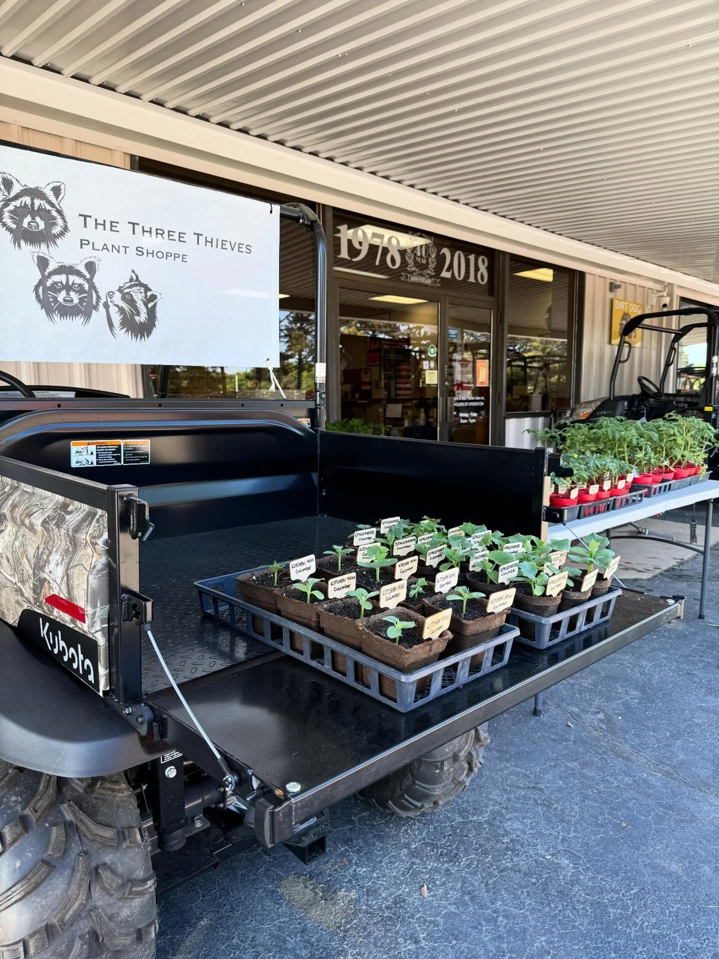 The Three Thieves Plant Shoppe will be set up on location for a couple of weeks! Stop by and check out their available vegetable plants. All plants $4.00/each. 

Current Tomato Varieties: Celebrity Plus &amp; Beefsteak (more varieties to come next we