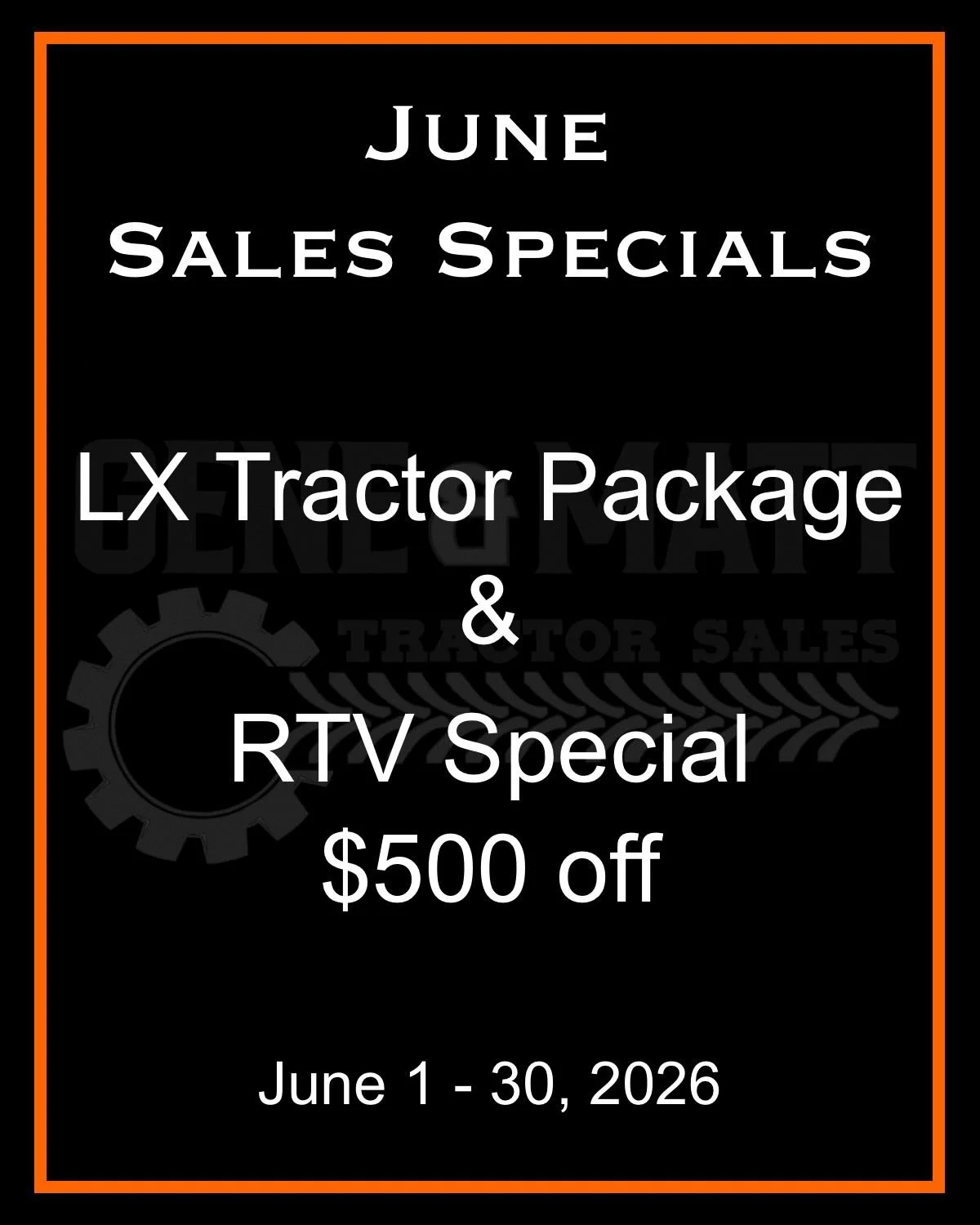 ✨JUNE SPECIAL✨

LX Tractor Package 

Kubota LX3520HSD 
Land Pride PR1048
Land Pride BB1260

Cash and Financing options available.

Stop by and speak to a salesman for more details!

#kubota #kubotadealer #kubotausa #kubotacountry #kubotatractor