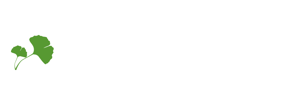 Kerry Bone Herbal Mastery logo with green ginkgo leaves on a black background