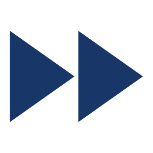 Two blue triangular play buttons, one pointing left and the other pointing right, on a black background.
