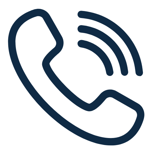 Icon of a telephone handset with sound waves indicating a call.