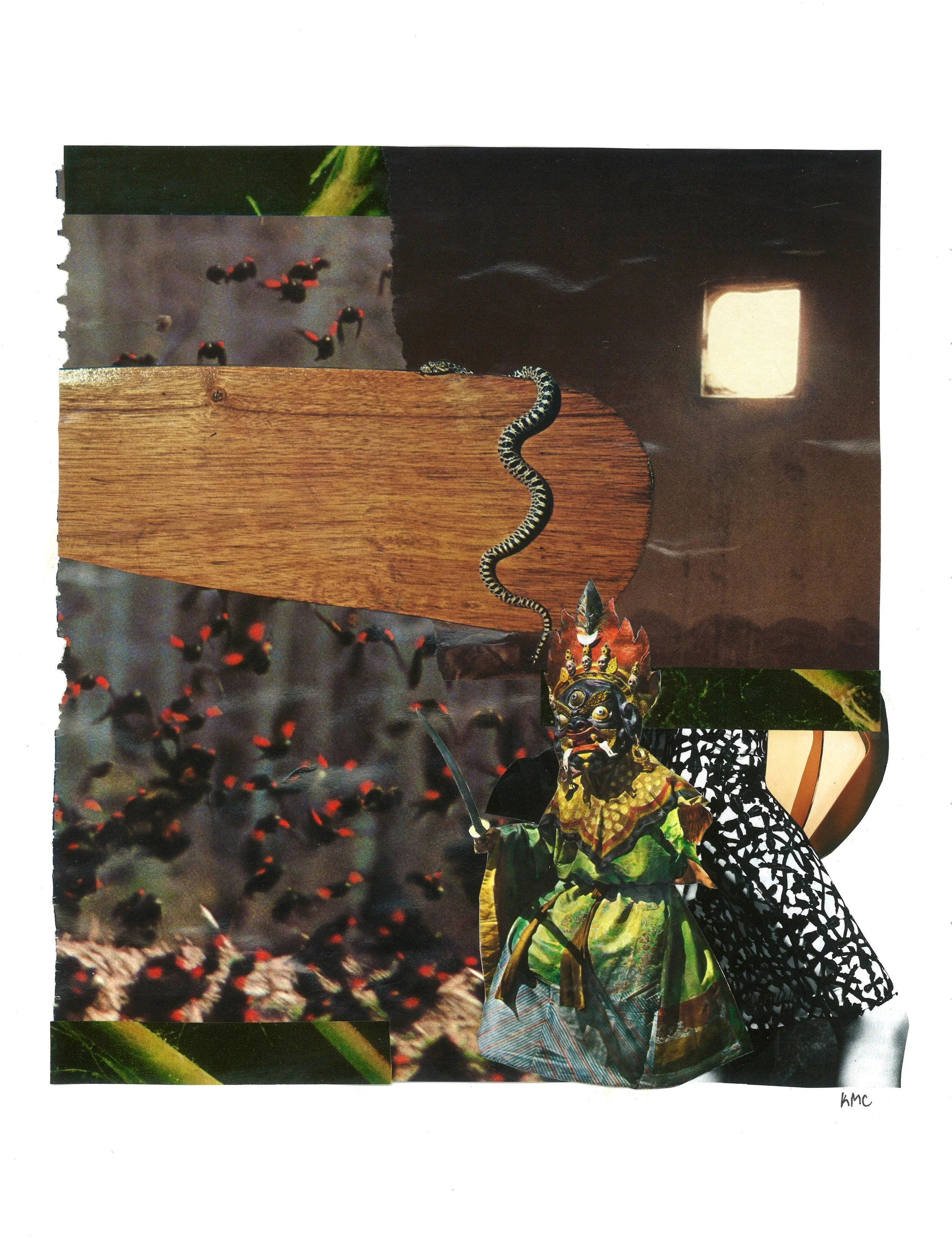 Snake Dance (2021) - 9x12" - collage on paper