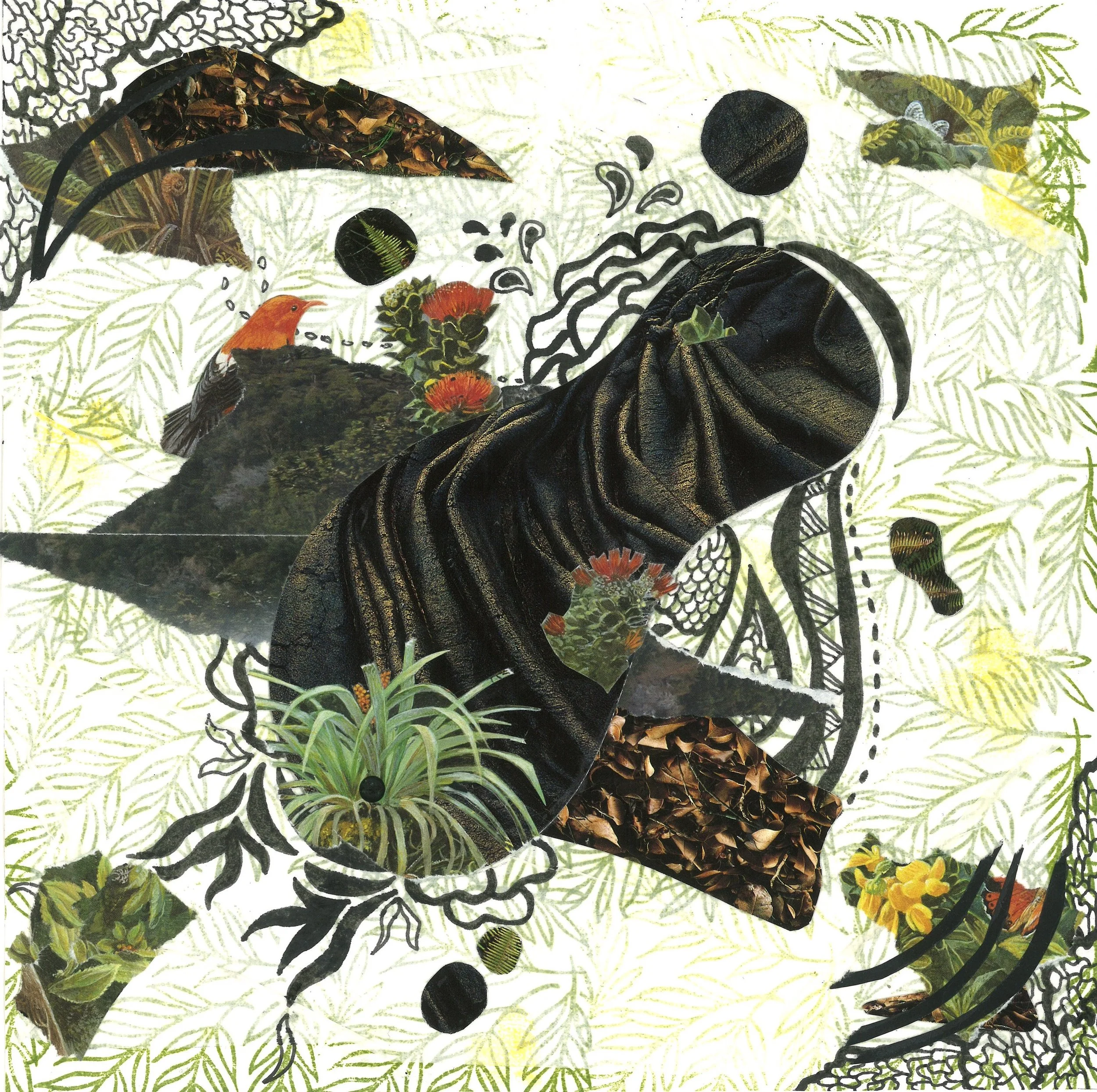 Pele's Gift (2024) - 8x8" -  mixed media collage on paper