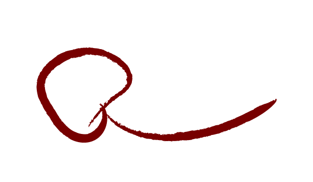 A red line drawing that appears to form a stylized heart and a curved swoosh on a black background.