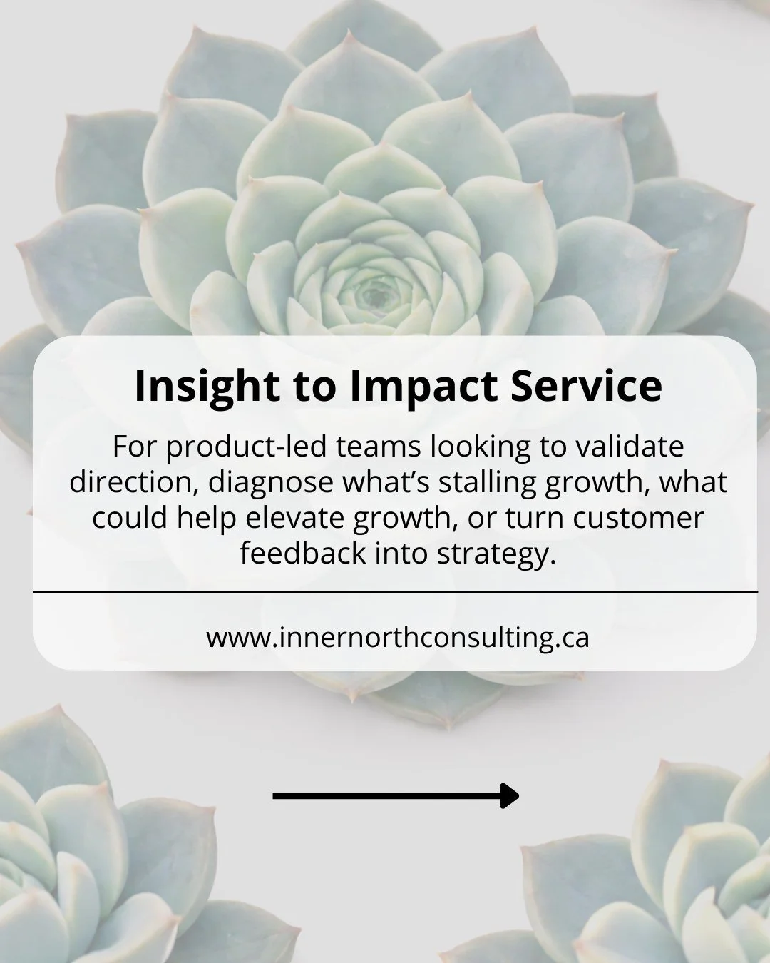 Insight to Impact is a structured service designed to support organizations through strategic analysis and product-focused research. 

@innernorth_consulting 🌿 

#ABTests #OpportunitySizing #MarketResearch #CustomerExperience