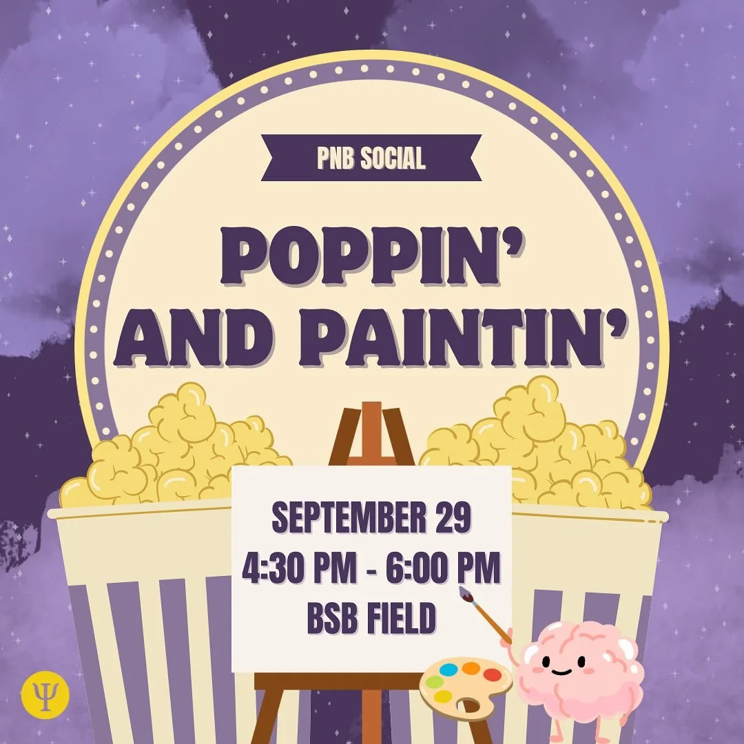 It&rsquo;s time to get excited!! Join us for Poppin&rsquo; &amp; Paintin&rsquo; 🎨🍿, our first PNB Society social of the year! We&rsquo;ll be out on BSB Field with canvases, paints, and free popcorn! It&rsquo;s the perfect chance to wind down, relax