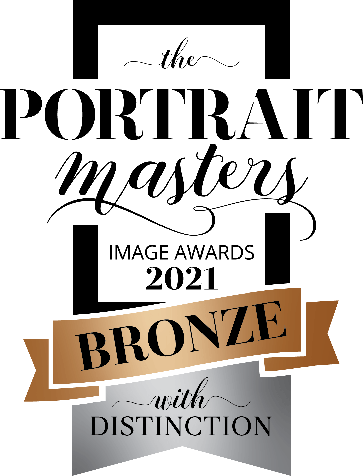 Bronze with distinction badge with bronze and silver ribbon design.