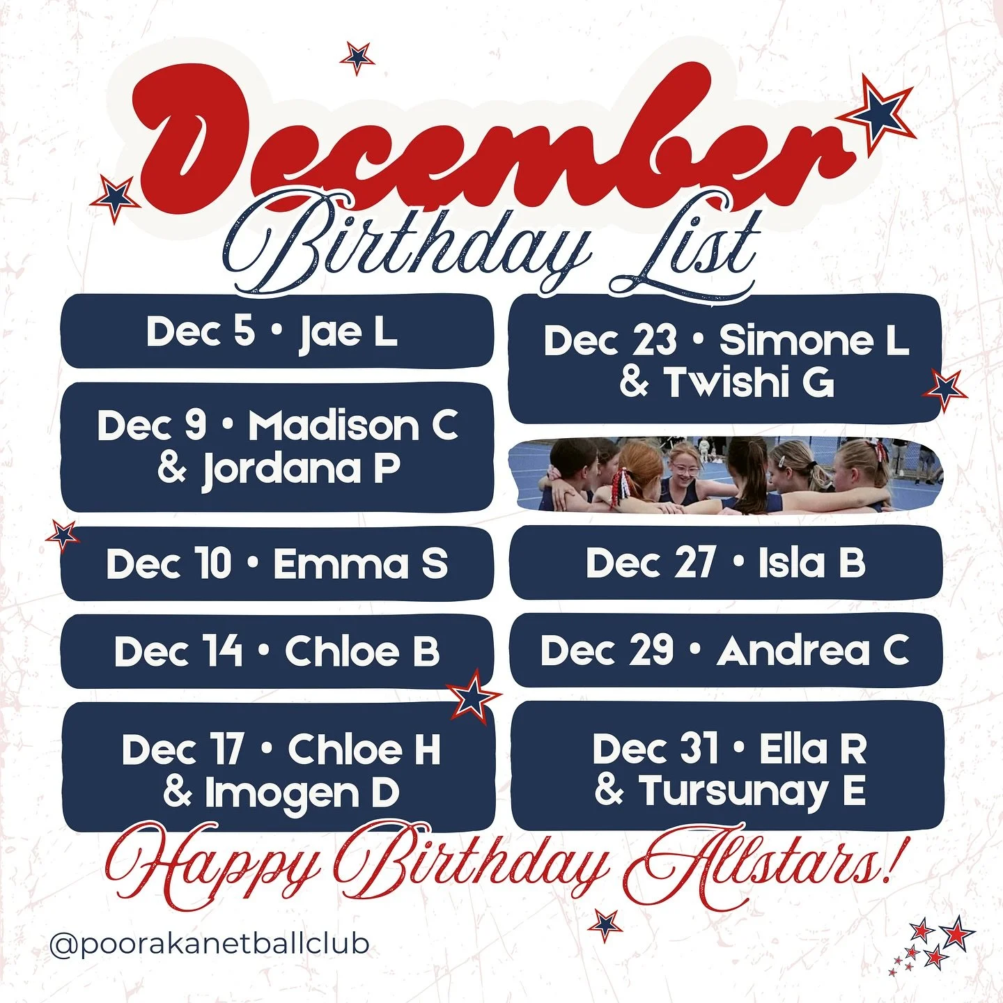 Wishing all of our December born Allstars a very Happy Birthday🥳 We hope you have the best day when yours comes around❤️💙