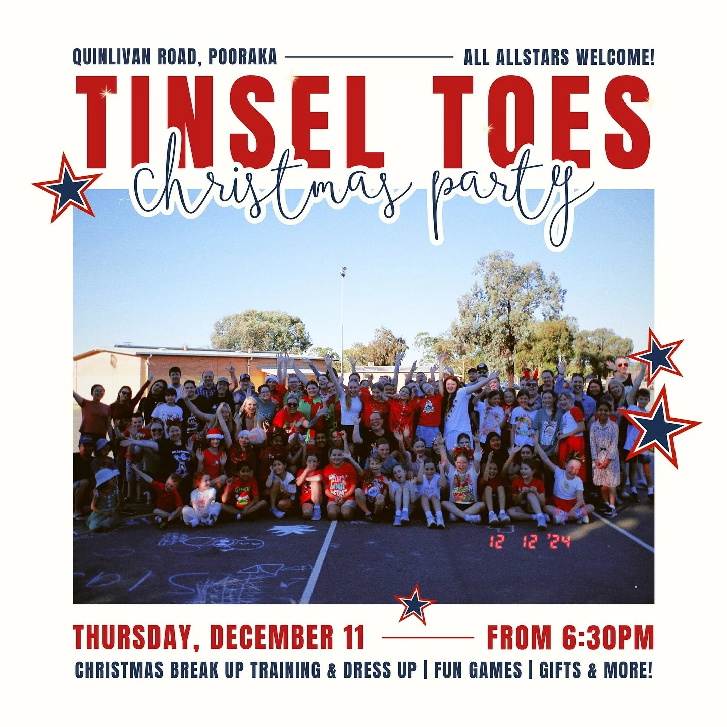 THIS THURSDAY is our last training of 2025 &mdash; our TINSEL TOES CHRISTMAS PARTY🎅🏼🎄✨ which must mean that Santa is oh so close and will be getting ready to visit all of our Allstars on Christmas Eve very soon🤗 and we want to send you off into t