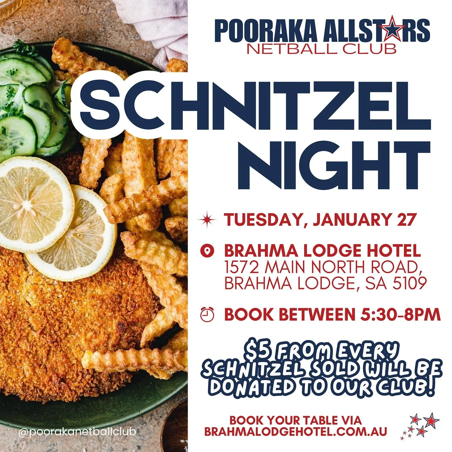 SCHNITZEL NIGHT IS BACK BABYYY🤪

The team at @lodgehotel_ are absolute superstars and support local sports clubs by generously donating $5 from every schnitzel sold back to the hosting organisation!!

We need your help Allstars! Gather together your
