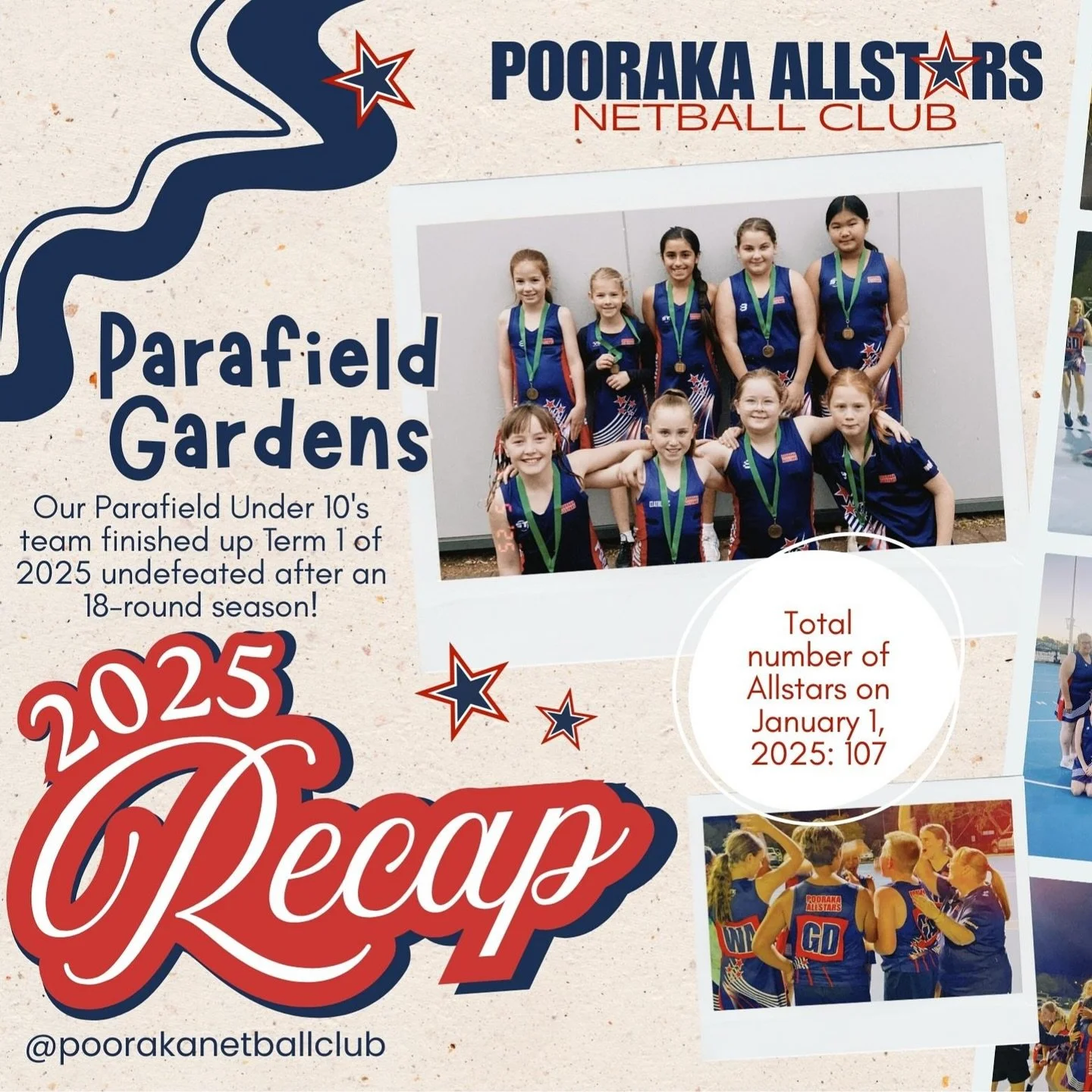 2025 RECAP🤩 And what a HUGE year it was!!
@poorakanetballclub would like to wish all our Allstars &amp; their beautiful families, our Coaches, Umpires, Officials and Pooraka members the biggest and warmest HAPPY NEW YEAR🌟🎉 We have loved having you