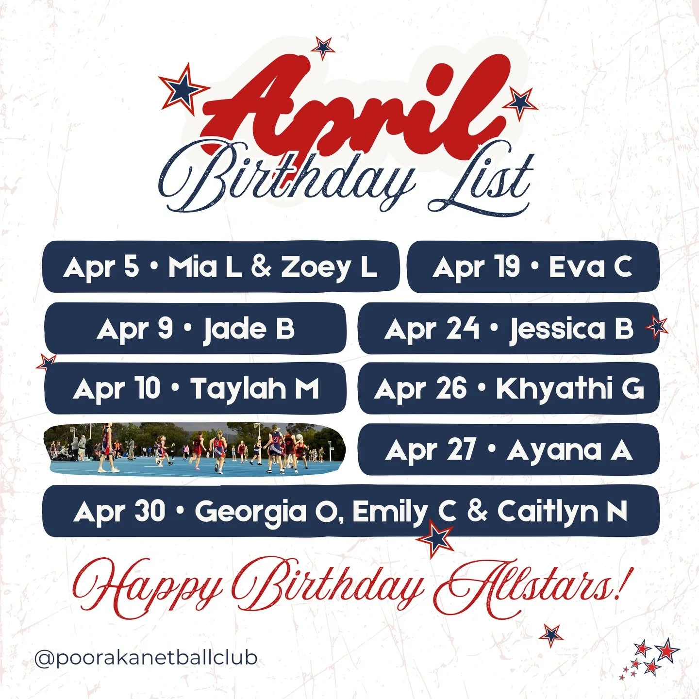 Wishing all of our April born Allstars a big Happy Birthday!!🤩🎉 We hope you have an amazing day when yours comes around❤️💙