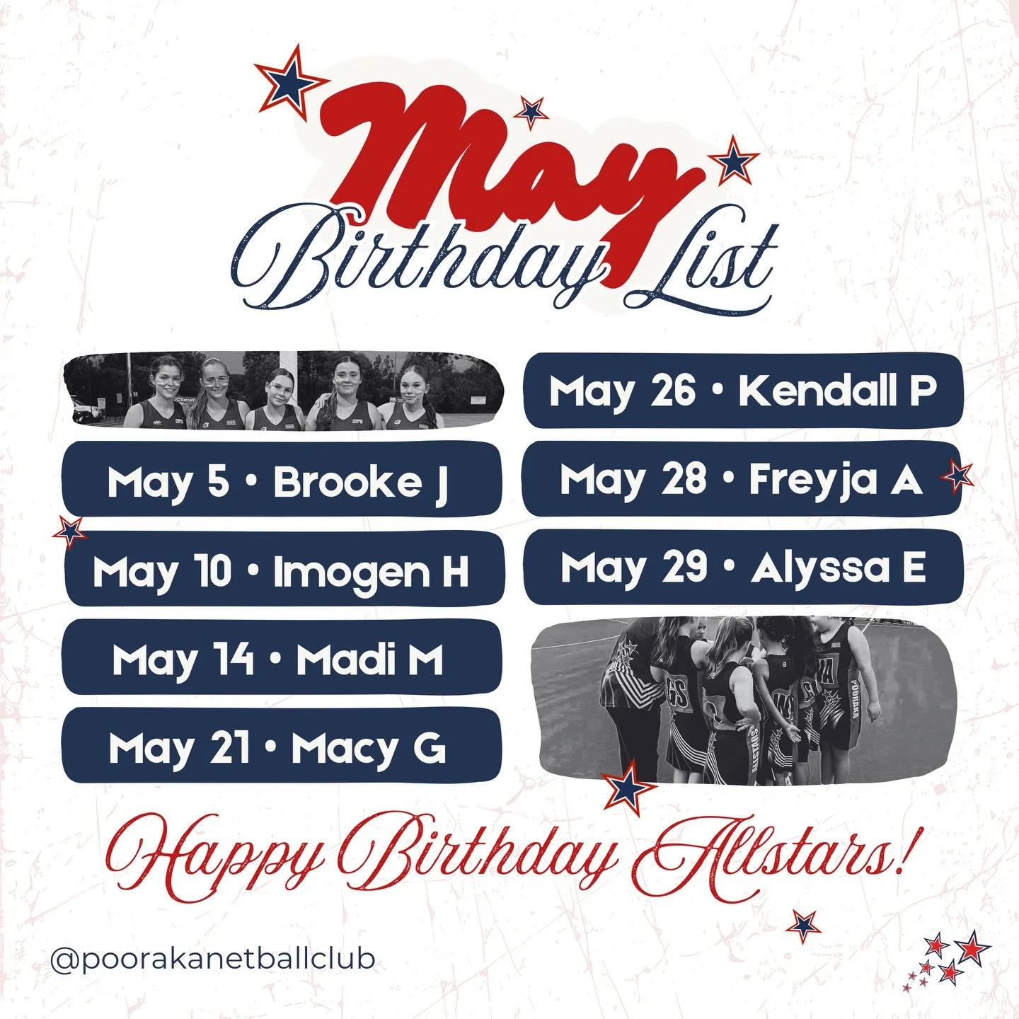 We&rsquo;re a little behind schedule this month when it comes to celebrating our May birthdays (it&rsquo;s been a BUSY week😮&zwj;💨), but nonetheless we would love to wish all of our May born Allstars the happiest of birthdays!! We hope you have the