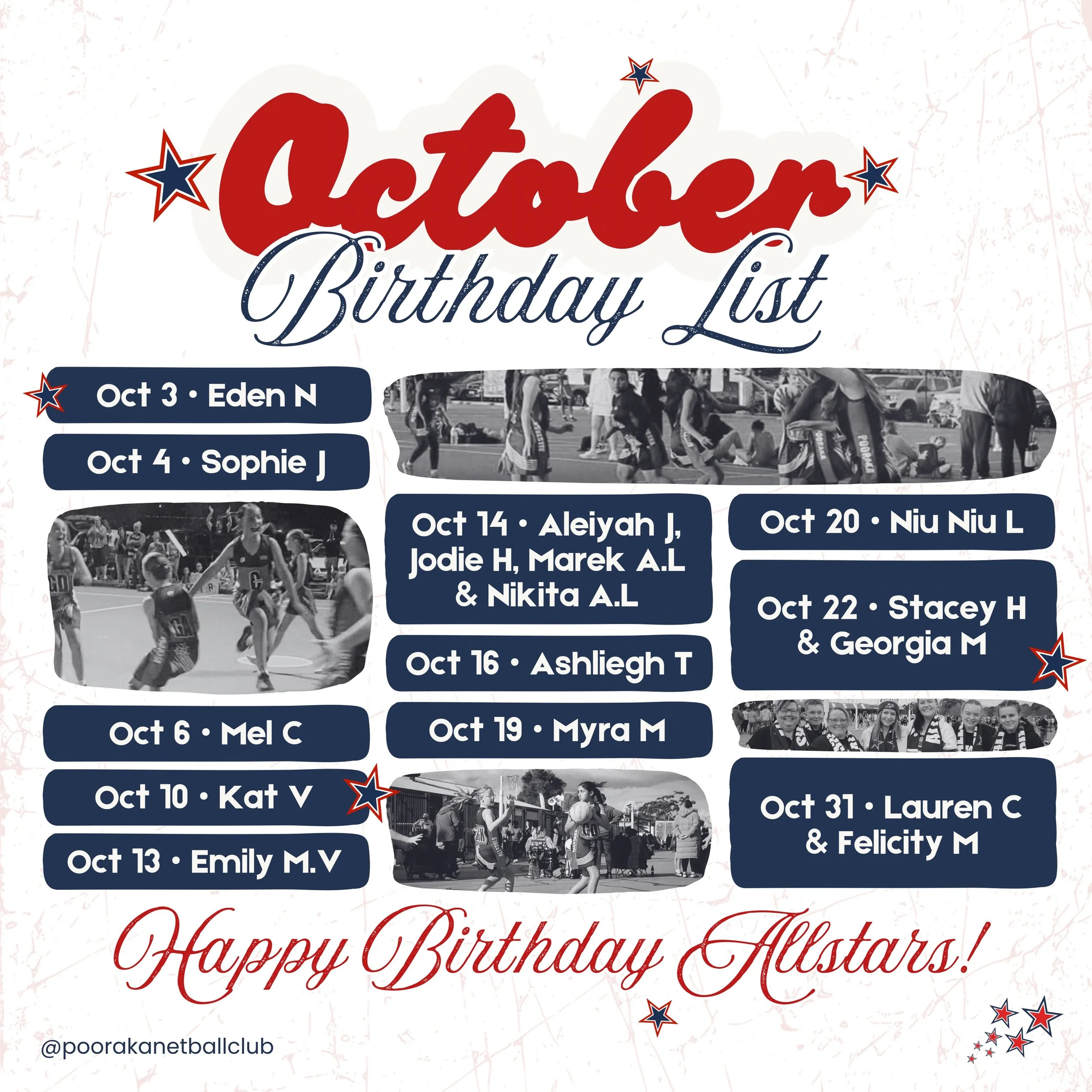 We would love to wish all of our October born Allstars the happiest of birthdays!! We hope you have the most amazing day when yours comes around❤️💙